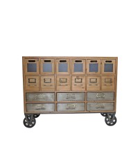 Mobile in legno e ferro con 18 cassetti e ruote - cm. 105 x 34 x h. cm. 79