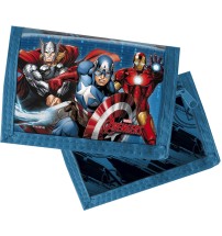 Portafoglio con tasche interne stampa Avengers su poliestere fine, retro con texture cm. 23,5 x 12
