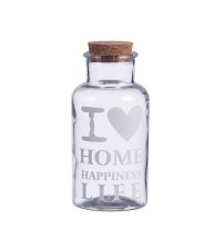 Barattolo in vetro con tappo in sughero - i love home happines life - diam. cm. 8 x h. cm. 17,5
