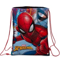 Sacchetto sacca zaino stringato in poliestere stampato in alta definizione su entrambi i lati Spiderman - cm. 32,5 x 43