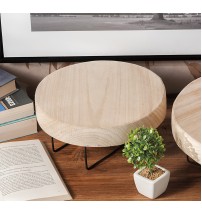Vassoio rotondo in legno con gambe in metallo, modello tavolino - diam. cm. 26 x h. cm. 12,5
