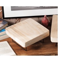Vassoio quadrato in legno con gambe in metallo, modello tavolino - cm. 26,5 x 26,5 x h. cm. 12,5