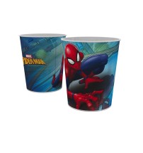 Cestino gettacarte in plastica stampata Spiderman - diam. cm. 23,5 x h. cm. 24