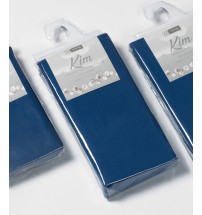 Lenzuolo sotto "Kim" blu in cotone con angoli - singolo / cm. 90 x 200