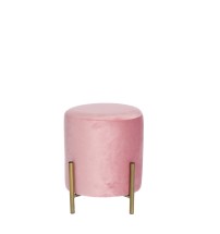 Pouf in velluto "Cesl" con gambe in ferro - rosa - diam. cm. 29,5 x h. cm. 36
