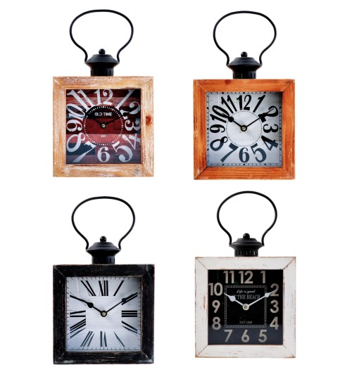 Orologio da tavolo in ferro e mdf - cm. 20 x 35