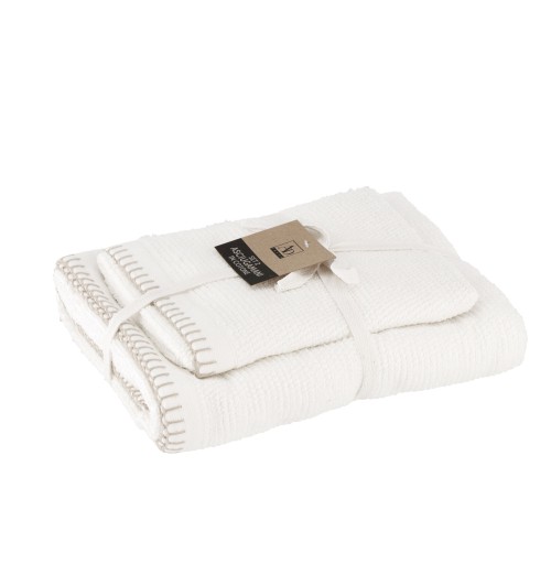Set 2 asciugamani in cotone "Rob" - ospite: cm. 40 x 55 / viso: cm. 55 x 100 / 470 gr. al mq. - bianchi