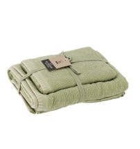 Set 2 asciugamani in cotone "Rob" - ospite: cm. 40 x 55 / viso: cm. 55 x 100 / 470 gr. al mq. - verdi