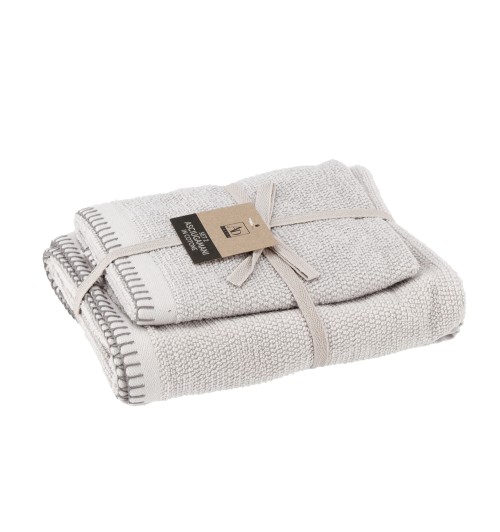 Set 2 asciugamani in cotone "Rob" - ospite: cm. 40 x 55 / viso: cm. 55 x 100 / 470 gr. al mq. - grigio chiaro