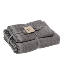 Set 2 asciugamani in cotone "Rob" - ospite: cm. 40 x 55 / viso: cm. 55 x 100 / 470 gr. al mq. - grigio scuro