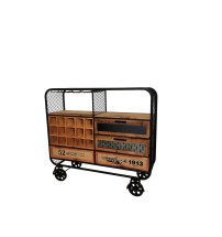 Mobile bar in legno e ferro con ruote e 4 cassetti - Misura: cm. 108 x 38 x h. cm. 97,5