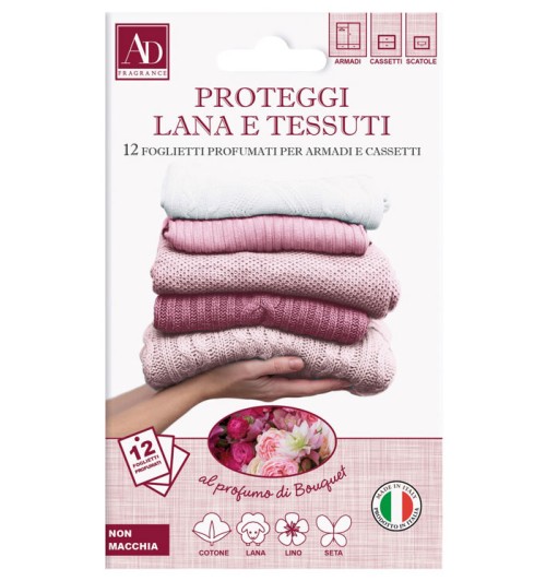 Foglietti profumati proteggi lana e tessuti - 12 pezzi