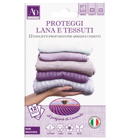 Foglietti profumati proteggi lana e tessuti - 12 pezzi
