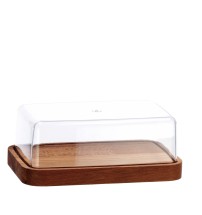 Portaformaggio in plastica con base in legno - cm. 18 x 11,5 x h. cm. 6,5