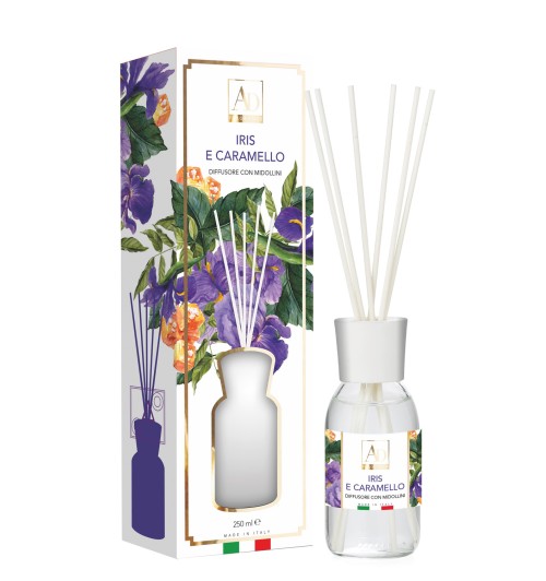 Iris e Caramello - Diffusore di fragranza con midollini da 250 ml.