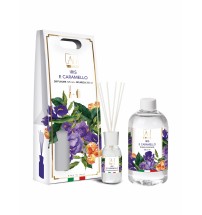 Iris e Caramello - Diffusore di fragranza con midollini 125 ml. con ricarica 250 ml.