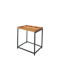 Tavolino rettangolare in ferro con ripiano in bamboo - cm. 40 x 30 x h. cm. 43,5