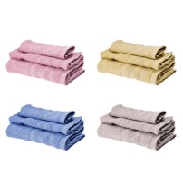 Set 3 asciugamani in cotone - ospite: cm. 35 x 55 / viso: cm. 50 x 90 / telo: cm. 85 x 135 / 400 gr. al mq.
