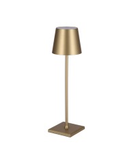 Lampada da tavolo touch ricaricabile "Moira" color oro in alluminio con alimentatore e cavo USB-C - diam. cm. 10,5 x h. cm. 38