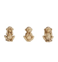 Decorazione in resina mod. scimmia color oro  (set da 3 scimmie non vedo, non sento, non parlo) - Misura singolo pezzo cm. 13 x 10,5 x h. cm. 20