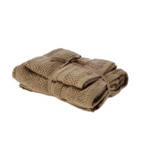 Set 2 asciugamani in cotone "Wida" - ospite: cm. 40 x 55 / viso: cm. 55 x 100 / 400 gr. al mq. - marrone
