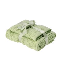 Set 2 asciugamani in cotone "Wida" - ospite: cm. 40 x 55 / viso: cm. 55 x 100 / 400 gr. al mq. - verde