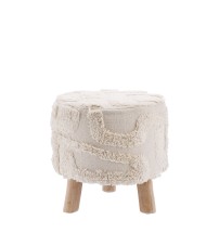 Set 2 pouf rotondo in tessuto "Eliot" con gambe in legno - diam. cm. 40 x h. cm. 40