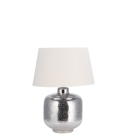 Lampada con base in metallo color argento "Noah" - diam. cm. 38 x h. cm. 54