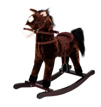 Cavallo a dondolo con suono e movimento (funzionamento a pila 3AA x 1,5V) - marrone - altezza seduta: cm. 46