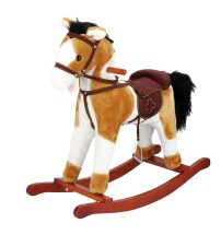 Cavallo a dondolo con suono e movimento (funzionamento a pila 3AA x 1,5V) - nocciala - altezza seduta: cm. 46