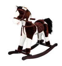 Cavallo a dondolo con suono e movimento (funzionamento a pila 3AA x 1,5V) - marrone e bianco - altezza seduta: cm. 46