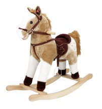 Cavallo a dondolo con suono e movimento (funzionamento a pila 3AA x 1,5V) - beige - altezza seduta: cm. 46
