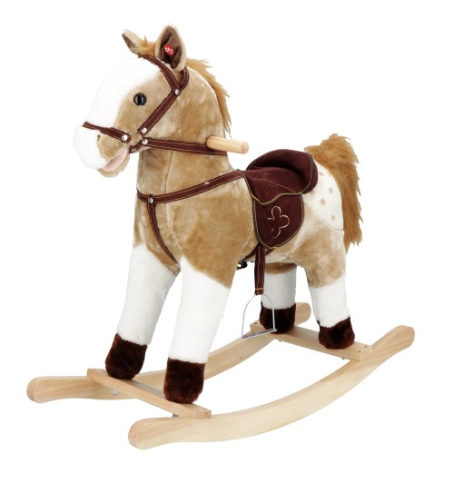 Cavallo a dondolo con suono e movimento (funzionamento a pila 3AA x 1,5V) - beige - altezza seduta: cm. 46