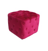 Pouf in velluto "Charlie" - rosso - cm. 45 x 45 x h. cm. 38