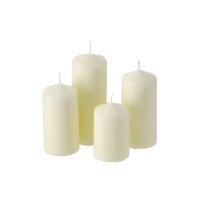Set 4 candele cilindro avorio - diam. cm. 5 x h. cm. 7,5 / diam. cm. 5 x h. cm. 10 / diam. cm. 5 x h. cm. 11 / diam. cm. 5 x h. cm. 13