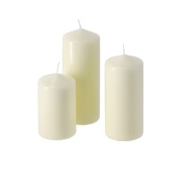 Set 3 candele cilindro avorio - diam. cm. 6 x h. cm. 10 / diam. cm. 6 x h. cm. 13 / diam. cm. 6 x h. cm. 15