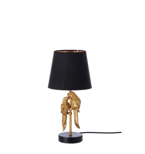 Lampada con base in metallo e 2 pappagalli decorativi in resina - diam. 18 x h. cm. 38