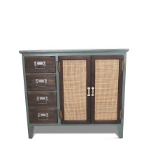 Mobiletto in legno con 2 ante e 4 cassetti - Misura: cm. 90 x 37 x h. cm. 80,5