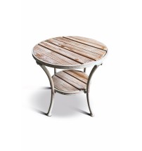 Tavolino rotondo in legno e ferro con 2 ripiani -diam. cm. 48 x h. cm. 57
