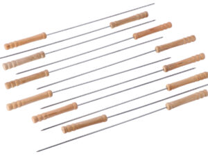 Set 12 spiedini per barbecue in ferro con manico in legno -cm. 42